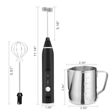 Load image into Gallery viewer, USB Electric Milk Coffee Frother Set 3 Speeds Foam Maker Blender 2 Whisks Heads