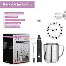 Load image into Gallery viewer, USB Electric Milk Coffee Frother Set 3 Speeds Foam Maker Blender 2 Whisks Heads