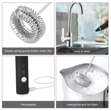 Load image into Gallery viewer, USB Electric Milk Coffee Frother Set 3 Speeds Foam Maker Blender 2 Whisks Heads