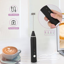 Load image into Gallery viewer, USB Electric Milk Coffee Frother Set 3 Speeds Foam Maker Blender 2 Whisks Heads