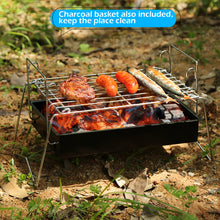 Load image into Gallery viewer, Camping Grill Barbecue Tool Folding & Lightweight Steel Mesh Portable for Outdoor Cooking Hiking Tailgating
