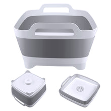 Load image into Gallery viewer, Foldable Dish Tub Washing Basin Collapsible Draining Pan Strainer Food Basket