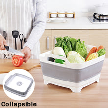 Load image into Gallery viewer, Foldable Dish Tub Washing Basin Collapsible Draining Pan Strainer Food Basket