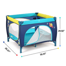 Load image into Gallery viewer, Odoland	39''x 39'' Infant Toddler Foldable Playpen Playard With Mattress Rail Fence Blue