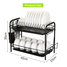 Load image into Gallery viewer, 2 Tier Dish Drying Rack Large Cutlery Holder Free Standing Shelf Drainer Storage