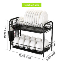 Load image into Gallery viewer, 2 Tier Dish Drying Rack Large Cutlery Holder Free Standing Shelf Drainer Storage