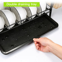 Load image into Gallery viewer, 2 Tier Dish Drying Rack Large Cutlery Holder Free Standing Shelf Drainer Storage