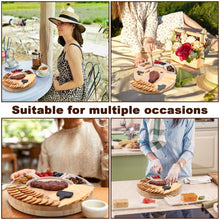 Load image into Gallery viewer, FITNATE Rotatable Round Cheese Cutting Board with knives, Bamboo Cheese Board Set with Drawer,Ceramic Plate,Ceramic Label,Cheese toss,Suitable for Thanksgiving Day, Christmas, Family Gatherings