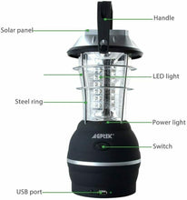 Load image into Gallery viewer, 36 LED Solar Lantern Camping Light Waterproof Hand Crank Dynamo USB Rechargeable