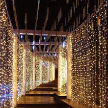 Load image into Gallery viewer, 3M/10ft 300LED Warm White Starry Fairy String Curtain Light Wall Plug-in Waterproof Outdoor
