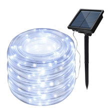 Load image into Gallery viewer, Solar Rope Lights 23m/75.5FT 200LED,8 model 2400mah high capacity battery lights for indoor/outdoor decorations Christmas Lighting for outdoor Garden, Patio, Party, Waterproof white