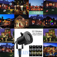 Load image into Gallery viewer, 12Pattern Outdoor LED Moving Laser Projector Light Landscape Garden Xmas Lamp US 12W