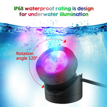 Load image into Gallery viewer, 48LED Waterproof Underwater Spotlight Lights Submersible Lamp w/ Timer RGB Pond