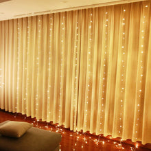 Load image into Gallery viewer, 24Mx3M 300 LED Warm White Fairy String Light Curtain Lights With Plug-in Controller