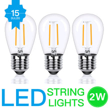Load image into Gallery viewer, 48ft LED 15x S14 Bulbs Globe String Lights Commercial Grade Patio Outdoor Garden
