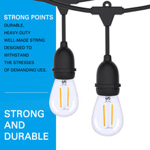 Load image into Gallery viewer, 48ft LED 15x S14 Bulbs Globe String Lights Commercial Grade Patio Outdoor Garden