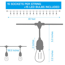 Load image into Gallery viewer, 48 FT LED String Lights Outdoor Patio Yard Commercial Grade Waterproof Bulbs