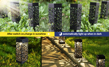 Load image into Gallery viewer, Image 6Pcs Outdoor Solar Light Powered Garden Pathway Lights Waterproof Hollow with Ground Spike for Yard Patio Garden Lawn Walkway