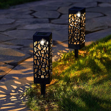 Load image into Gallery viewer, Image 6Pcs Outdoor Solar Light Powered Garden Pathway Lights Waterproof Hollow with Ground Spike for Yard Patio Garden Lawn Walkway