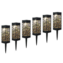 Load image into Gallery viewer, Image 6Pcs Outdoor Solar Light Powered Garden Pathway Lights Waterproof Hollow with Ground Spike for Yard Patio Garden Lawn Walkway
