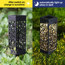 Load image into Gallery viewer, Image 6Pcs Outdoor Solar Light Powered Garden Pathway Lights Waterproof Hollow with Ground Spike for Yard Patio Garden Lawn Walkway