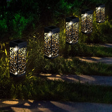 Load image into Gallery viewer, Image 6Pcs Outdoor Solar Light Powered Garden Pathway Lights Waterproof Hollow with Ground Spike for Yard Patio Garden Lawn Walkway