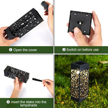 Load image into Gallery viewer, Image 6Pcs Outdoor Solar Light Powered Garden Pathway Lights Waterproof Hollow with Ground Spike for Yard Patio Garden Lawn Walkway