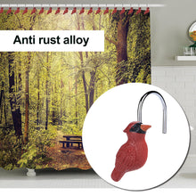 Load image into Gallery viewer, Shower Curtain Hooks, AGPtEK 12 PCS Anti-Rust Decorative Shower Curtain Hooks for Home, Bathroom, Bedroom, Baby Room, Living Room & More –Red Bird