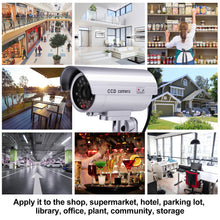 Load image into Gallery viewer, Dummy Security Camera, Fitnate 4 Packs Fake Security Camera CCTV Surveillance System with LED Red Flashing Light for Both Indoor & Outdoor Use + Security Camera Warning Stickers × 4 ( Sliver )