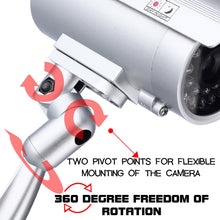 Load image into Gallery viewer, Dummy Security Camera, Fitnate 4 Packs Fake Security Camera CCTV Surveillance System with LED Red Flashing Light for Both Indoor & Outdoor Use + Security Camera Warning Stickers × 4 ( Sliver )