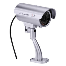 Load image into Gallery viewer, Dummy Security Camera, Fitnate 4 Packs Fake Security Camera CCTV Surveillance System with LED Red Flashing Light for Both Indoor & Outdoor Use + Security Camera Warning Stickers × 4 ( Sliver )