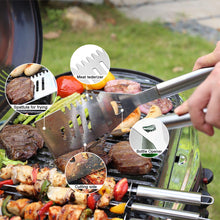 Load image into Gallery viewer, 14pcs BBQ Grill Tool Set Barbecue Kabob Skewers Tongs Spatulas Brush Cutting Kit