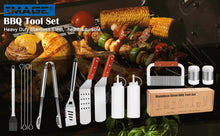 Load image into Gallery viewer, 14pcs BBQ Grill Tool Set Barbecue Kabob Skewers Tongs Spatulas Brush Cutting Kit