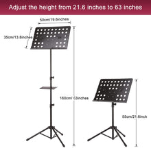 Load image into Gallery viewer, Foldable Adjustable Music Stand Sheet Holder Tripod Base Metal with Carry Bag