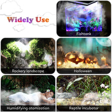 Load image into Gallery viewer, FITNATE Mist Maker Fogger ,12 LED Color Changing Fog Atomizer Air Humidifier, With Adjustable Fog Controller, For Water Fountain, Pond ,Fish Tank, Rockery, Halloween and Other Holidays