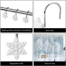 Load image into Gallery viewer, 12pcs Snowflake Anti-Rust Tie Backs Shower Curtain Hooks for Bathroom Decorative