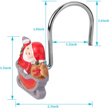 Load image into Gallery viewer, 12pcs Santa Claus Shower Curtain Anti-Rust Hooks for Home Bathroom Decorative