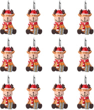 Load image into Gallery viewer, 12pcs Christmas Elk Shower Curtain Anti-Rust Hooks for Home Bathroom Decorative
