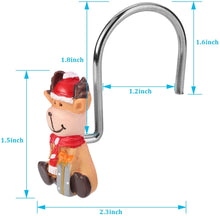 Load image into Gallery viewer, 12pcs Christmas Elk Shower Curtain Anti-Rust Hooks for Home Bathroom Decorative