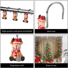 Load image into Gallery viewer, 12pcs Christmas Elk Shower Curtain Anti-Rust Hooks for Home Bathroom Decorative