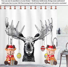 Load image into Gallery viewer, 12pcs Christmas Elk Shower Curtain Anti-Rust Hooks for Home Bathroom Decorative