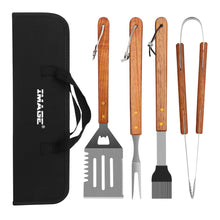 Load image into Gallery viewer, 4X Stainless Steel BBQ Grill Tool Set Spatula Barbecue Tong Basting Brush Meat
