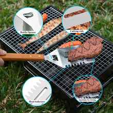 Load image into Gallery viewer, 4X Stainless Steel BBQ Grill Tool Set Spatula Barbecue Tong Basting Brush Meat