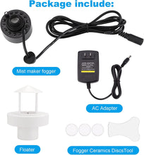Load image into Gallery viewer, FITNATE 350ml/H Ultrasonic Mist Maker Fogger Metal Atomizer with Removable Splash Guard for Water Fountain Pond Pot Rockery Sink