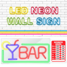 Load image into Gallery viewer, FITNATE Bar Neon Open Sign , Neon BAR Sign Light, 3D Art USB Powered LED Open Display Board Decorate