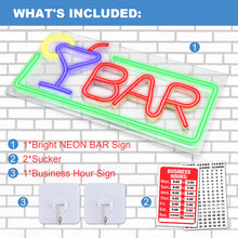 Load image into Gallery viewer, FITNATE Bar Neon Open Sign , Neon BAR Sign Light, 3D Art USB Powered LED Open Display Board Decorate