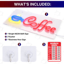 Load image into Gallery viewer, FITNATE Neon COFFEE Sign Light, 3D Art USB Powered LED Open Display Board Decorate
