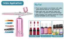 Load image into Gallery viewer, AGPtEK Airbrush Spray Pen Mini Air Compressor USB Rechargeable Makeup Portable Pink