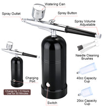 Load image into Gallery viewer, AGPtEK Airbrush Kit Mini Air Compressor USB Rechargeable and Portable for Make up Tattoo Nail Art Cake