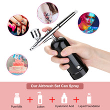 Load image into Gallery viewer, AGPtEK Airbrush Kit Mini Air Compressor USB Rechargeable and Portable for Make up Tattoo Nail Art Cake